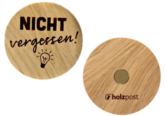 holzpost Magnet aus EICHE "Nicht vergesssen"