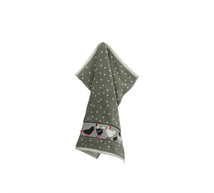 Bunzlau Castle Kitchen Towel/Frottiertuch Chickens dark green