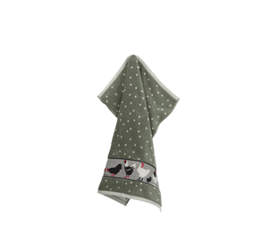 Bunzlau Castle Kitchen Towel/Frottiertuch Chickens dark green