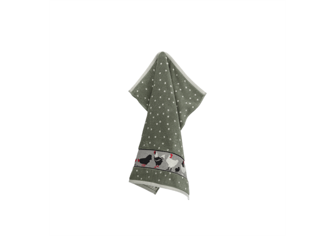 Bunzlau Castle Kitchen Towel/Frottiertuch Chickens dark green