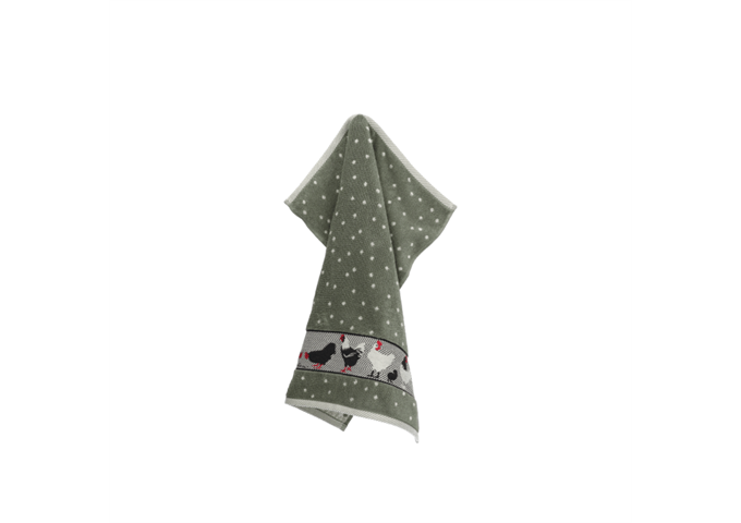 Bunzlau Castle Kitchen Towel/Frottiertuch Chickens dark green