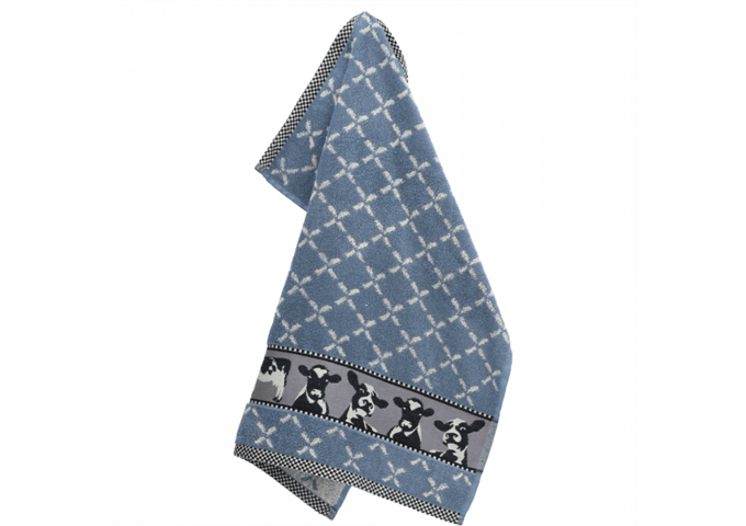 Bunzlau Castle Kitchen Towel/Frottiertuch Cows grey-blue