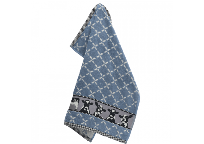 Bunzlau Castle Kitchen Towel/Frottiertuch Cows grey-blue