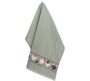 Bunzlau Castle Tea Towel/Geschirruch Chickens dark green