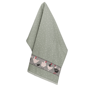 Bunzlau Castle Tea Towel/Geschirruch Chickens dark green