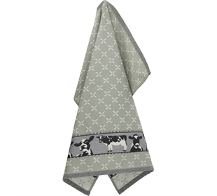 Bunzlau Castle Tea Towel/Geschirruch Cows dark green
