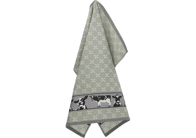Bunzlau Castle Tea Towel/Geschirruch Cows dark green