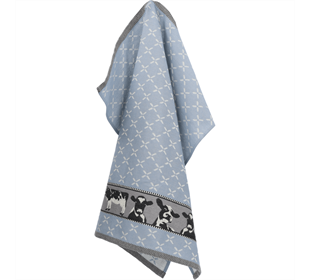 Bunzlau Castle Tea Towel/Geschirruch Cows grey-blue