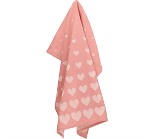 Bunzlau Castle Tea Towel/Geschirruch Hearts Pink