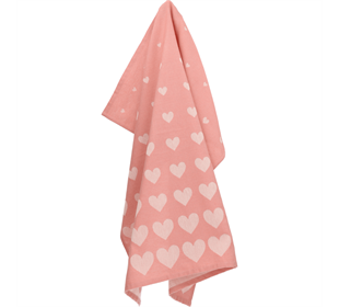 Bunzlau Castle Tea Towel/Geschirruch Hearts Pink