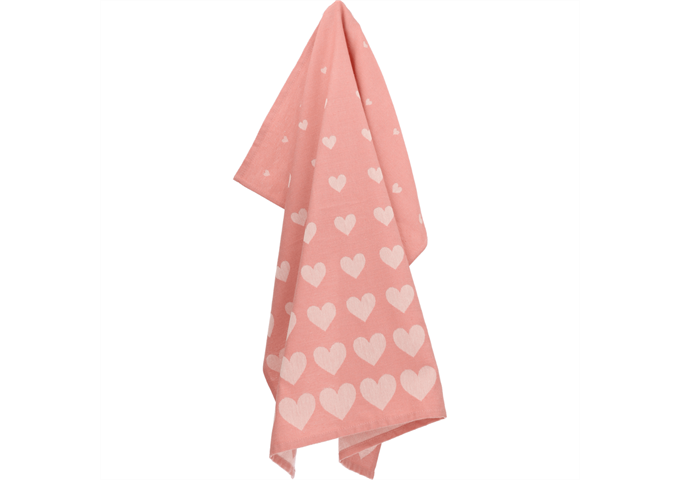 Bunzlau Castle Tea Towel/Geschirruch Hearts Pink
