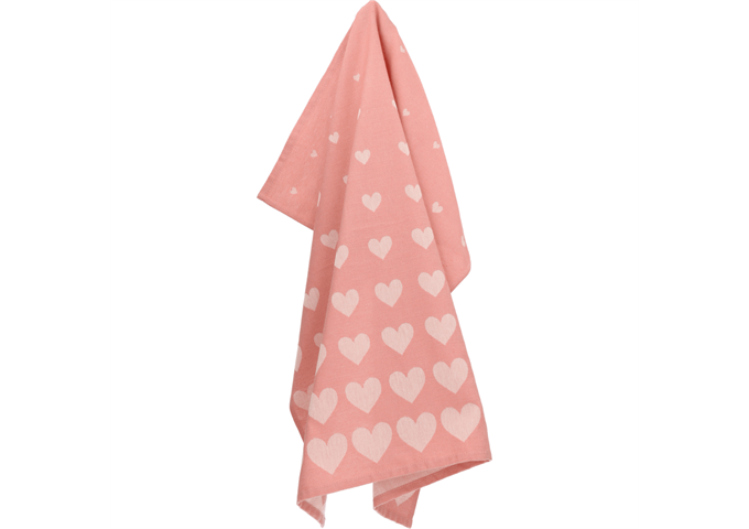 Bunzlau Castle Tea Towel/Geschirruch Hearts Pink
