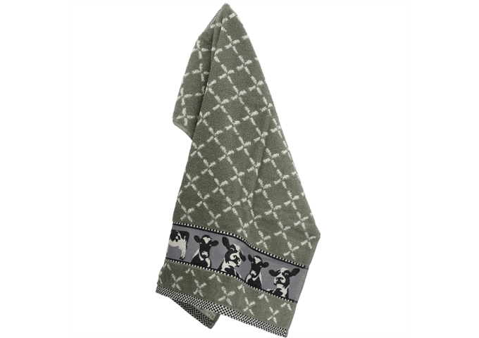 Bunzlau Castle Kitchen Towel/Frottiertuch Cows dark green