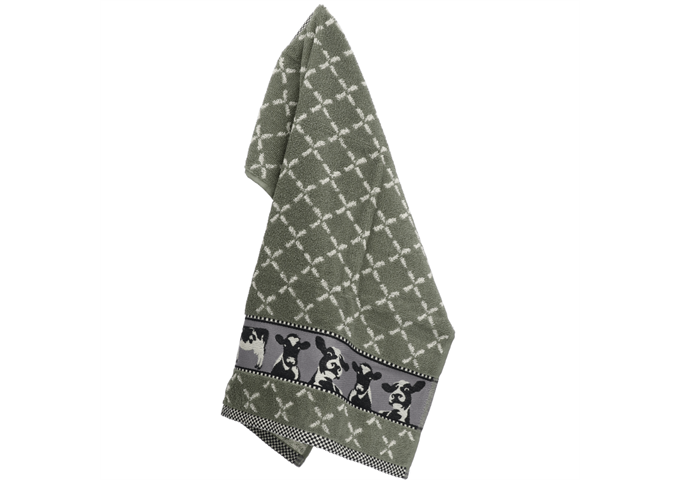 Bunzlau Castle Kitchen Towel/Frottiertuch Cows dark green