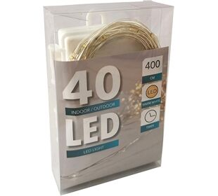 EK Lichterkette Silberdraht 40LED Timer 4m 3xAA