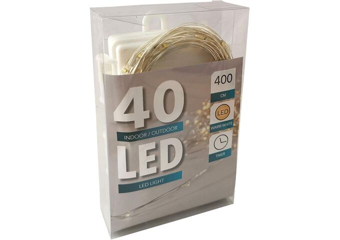 EK Lichterkette Silberdraht 40LED Timer 4m 3xAA