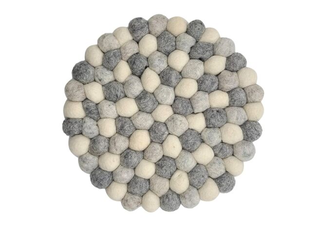 Frida Feeling Filz Untersetzer rund dicke Kugeln natur/weiß/grau