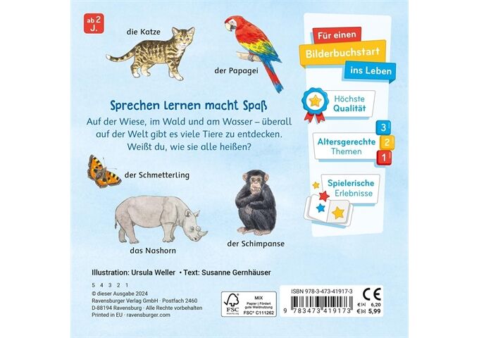 Ravensburger Mein Bilder-Wörterbuch Unsere TierePap