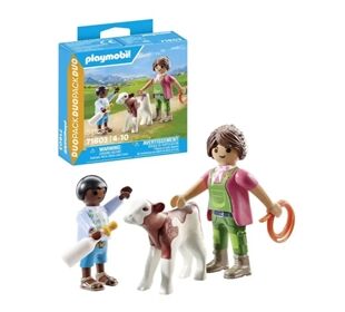 Playmobil Bäuerin Mit Kind Und Kalb