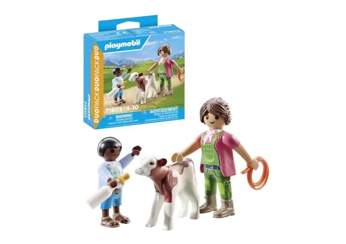 Playmobil Bäuerin Mit Kind Und Kalb