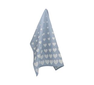Bunzlau Castle Tea Towel/Geschirrtuch Hearts Grey Blue