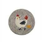 Frida Feeling Filz Untersetzer glatt Huhn mit Ei hellgrau