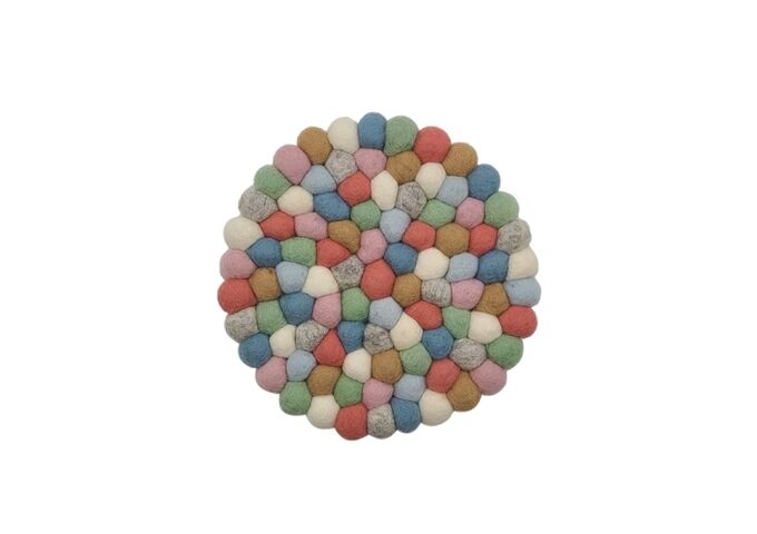 Frida Feeling Filz Untersetzer rund dicke Kugeln Frühlingsmix