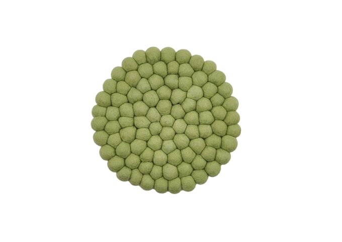 Frida Feeling Filz Untersetzer rund dicke Kugeln Pistaziengrün