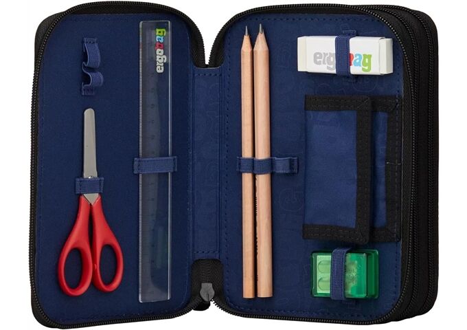 Ergobag Super ReflektBär Maxi Mäppchen Weiß, Schwarz