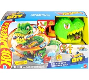 Mattel HW City T-Rex vs Fire Station