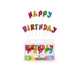 TRENDHAUS Geburtstagskerze Happy Birthday sortiert