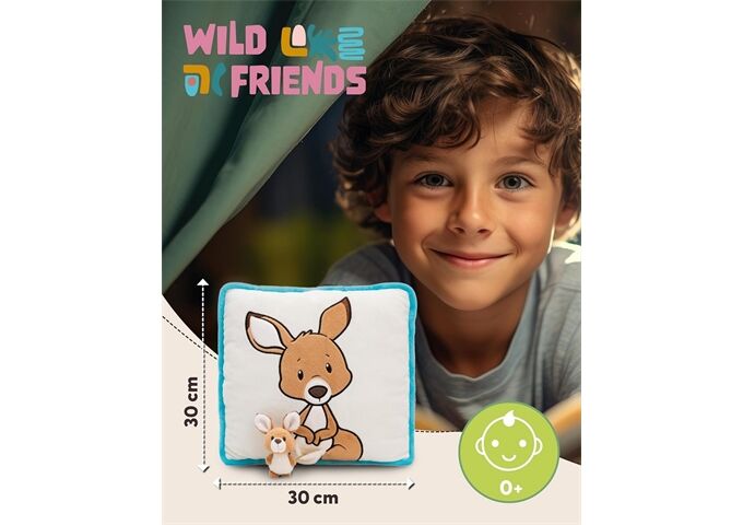 Nici Kissen Känguru mit 3D Kind 30x30cm