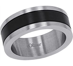 S.Oliver Jewel Edelstahl,Ringe,Größe 60/19,IP schwarz