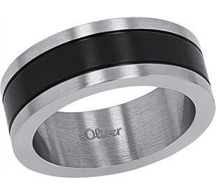 S.Oliver Jewel Edelstahl,Ringe,Größe 66/21,IP schwarz