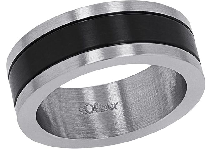 S.Oliver Jewel Edelstahl,Ringe,Größe 66/21,IP schwarz