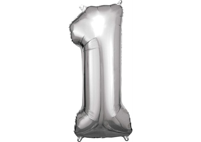 amscan Grosse Zahl 1 Silber Folienballon N34 Ve