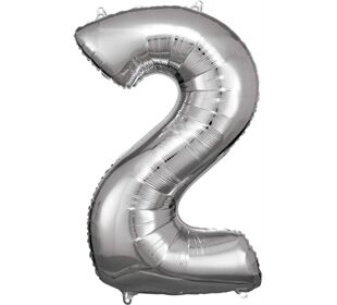 amscan Grosse Zahl 2 Silber Folienballon N34 Ve