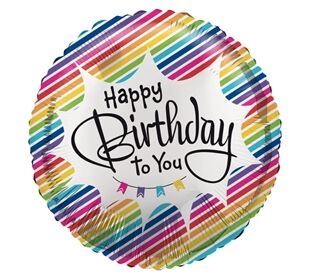 amscan Standard Hbd Rainbow Stripes Folienballo