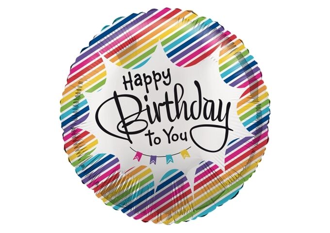 amscan Standard Hbd Rainbow Stripes Folienballo