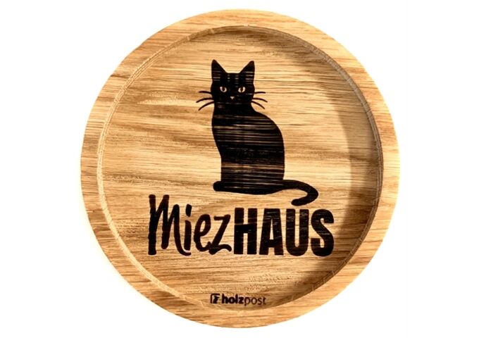 holzpost Untersetzer aus EICHE "Miez Haus"