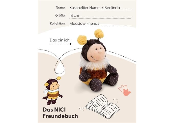 Nici Kuscheltier Hummel Beelinda 18cm schlenkernd