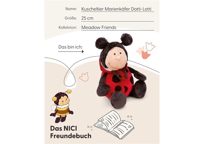 Nici Kuscheltier Marienkäfer Dotti-Lotti 18cm liegend