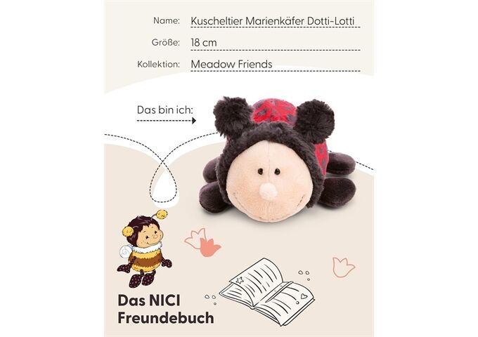 Nici Kuscheltier Marienkäfer Dotti-Lotti 18cm liegend