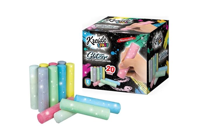 Xtrem Toys & Sports Glitzer Straßenmalkreide, 20 Stück