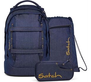 Satch Pack Schulrucksack Set Denim Blue dunkelblau