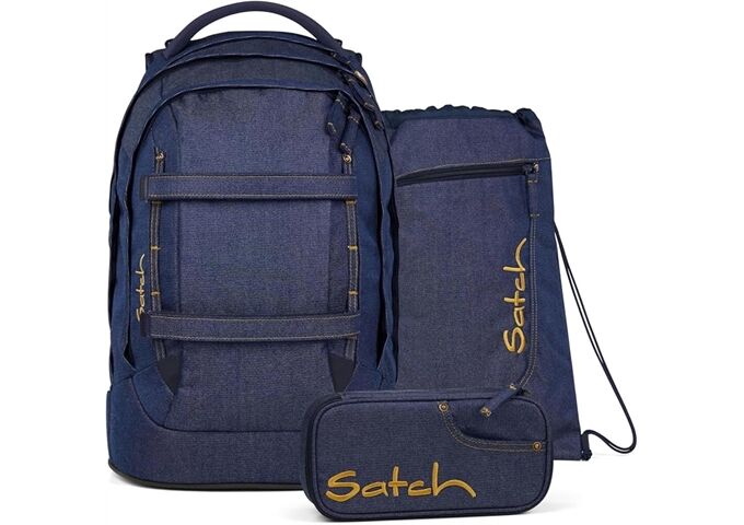 Satch Pack Schulrucksack Set Denim Blue dunkelblau