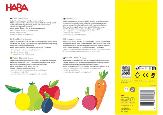 Haba Greifpuzzle Obst/Farb, (De/E/F/Nl/It/Es)