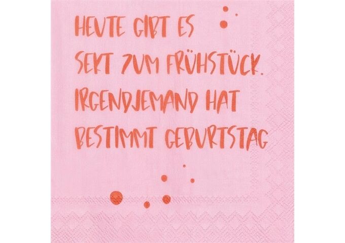 Räder Cocktailserviette 25x25cm, Heute gibt es Sekt zum