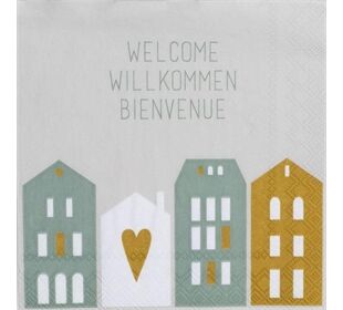 Räder Cocktailserviette 25x25cm, WelcomeWillkommen Bienv
