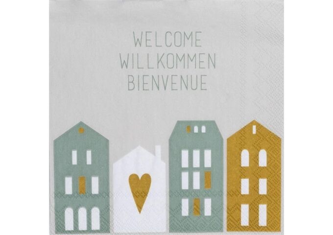 Räder Cocktailserviette 25x25cm, WelcomeWillkommen Bienv